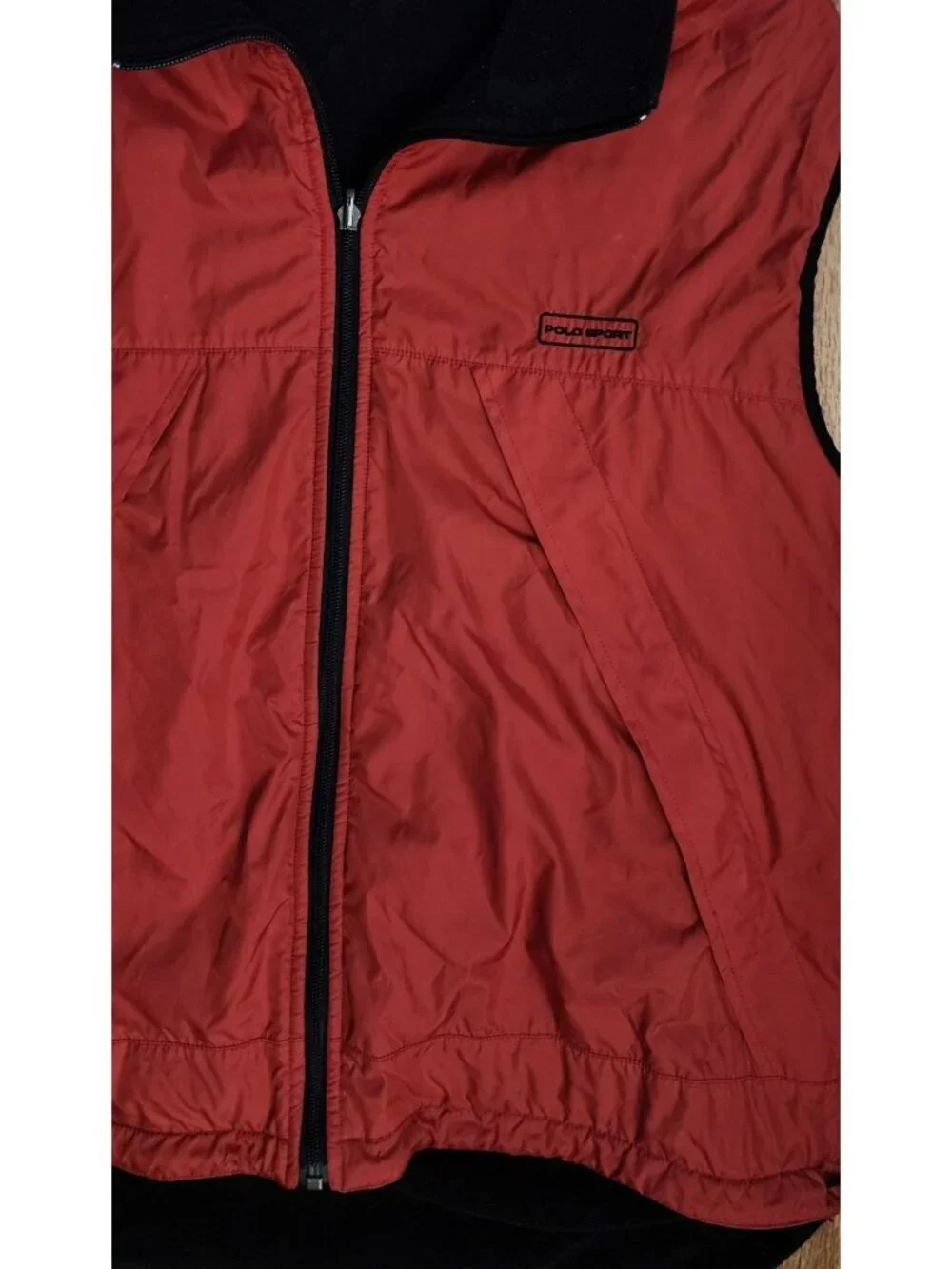 Vintage 90s Polo Sport Ralph Lauren Large Reversible Vest Polartec Red Polyester